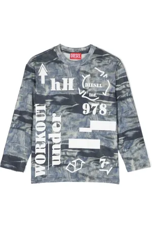 Diesel Playera manga larga con efecto envejecido