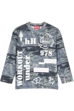 Diesel Playera manga larga con efecto envejecido