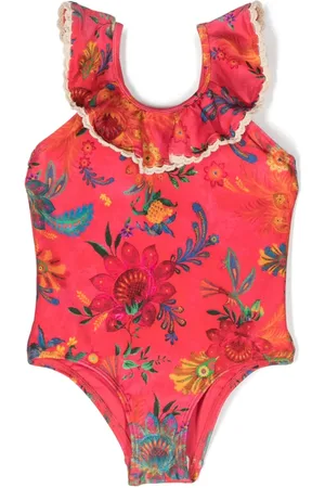 ZIMMERMANN Traje de baño con estampado floral y volantes en el cuello