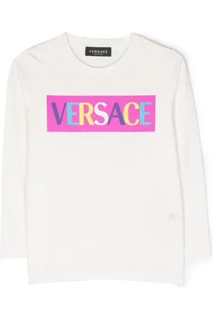 VERSACE Playera manga larga con logo estampado