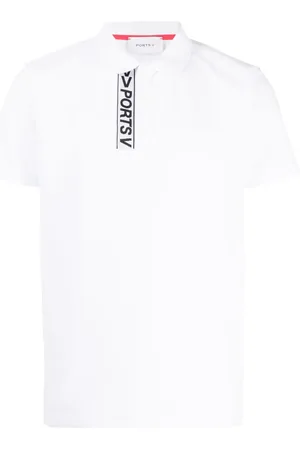 Ports V Playera tipo polo con franja del logo