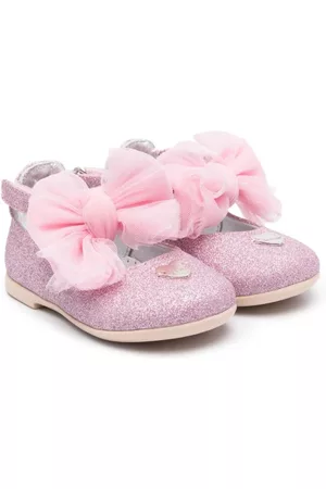 MONNALISA Flats con moño oversize y glitter
