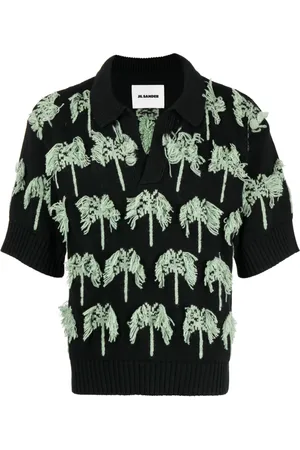 Jil Sander Playera tipo polo con palmeras estampadas