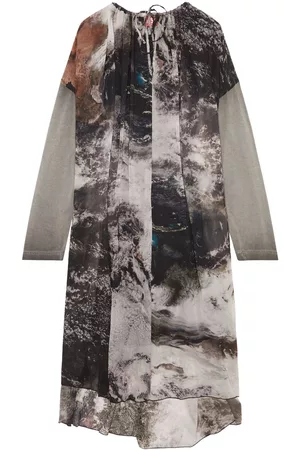 Diesel Vestido midi D-Lav con planeta estampado y cordones