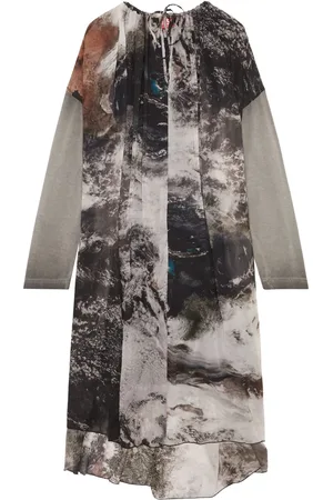Diesel Vestido midi D-Lav con planeta estampado y cordones