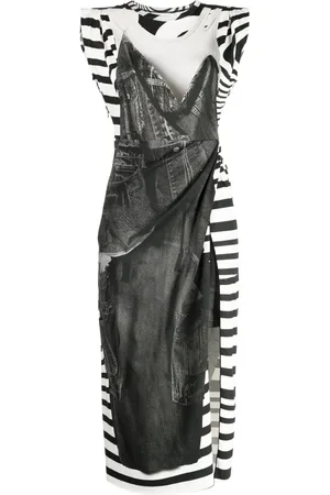 JNBY Vestido midi sin mangas con estampado gráfico