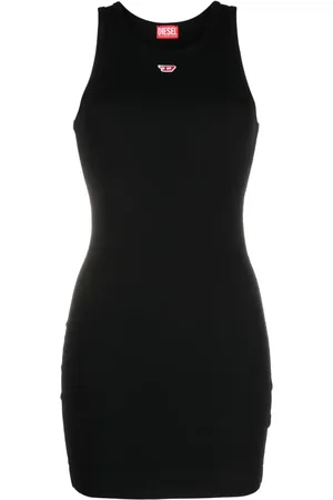 Diesel Vestido tejido de canalé con logo bordado