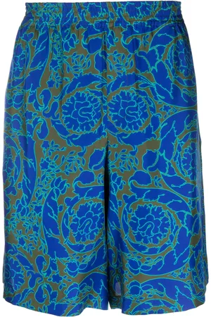 VERSACE Shorts de seda con estampado abstracto