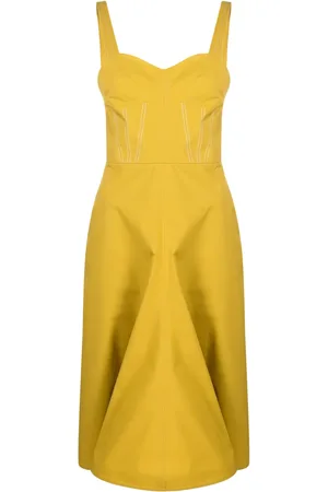 Victoria Beckham Vestido midi sin mangas con ribete en contraste