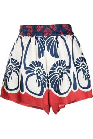 La DoubleJ Shorts de seda con conchas de mar estampadas