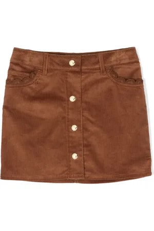 Chloé Falda de pana con detalle festoneado