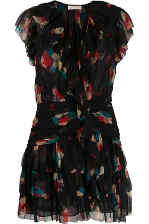 ULLA JOHNSON Vestido corto Zina con estampado gráfico