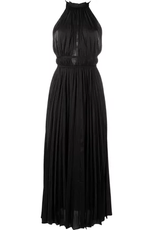 Maje Vestido largo satinado con diseño de pliegues