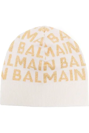 Balmain Gorro tejido con logo de intarsia