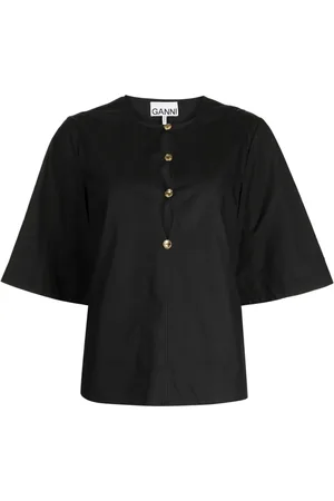 Ganni Blusa de popelina con abertura