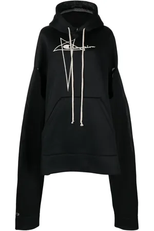 Rick Owens Hoodie con logo bordado y bolsillo