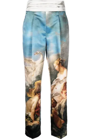 Roberto Cavalli Pantalones de vestir con estampado de pintura