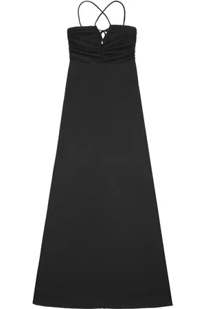 Ganni Vestido largo con diseño fruncido y tiras cruzadas