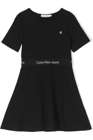 Calvin Klein Vestido manga corta con logo bordado