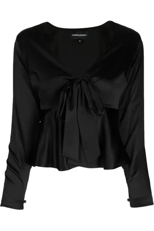 Cynthia Rowley Blusa de seda con cuello en V