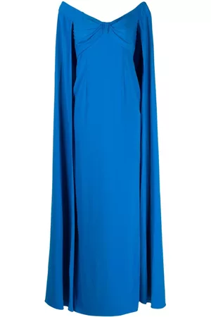 Marchesa Notte Vestido de fiesta con detalle de capa y hombros descubierto