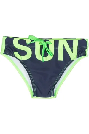 Sundek Traje de baño con cordones y logo estampado