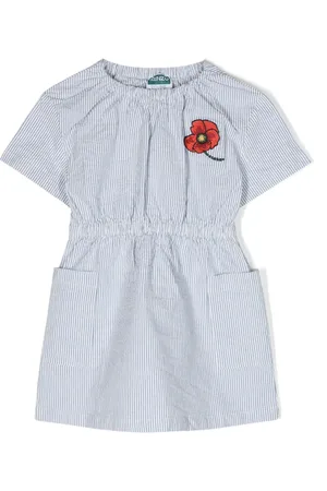Kenzo Vestido a rayas y logo bordado