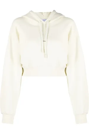 OFF-WHITE Hoodie corta con perlas