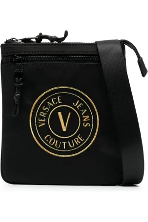 VERSACE Mochila tipo mensajero con parche del logo