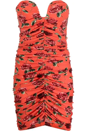 MAGDA BUTRYM Vestido corto estilo bustier con rosas estampadas