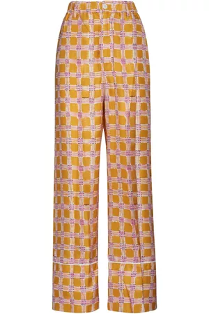 Marni Pantalones de pijama de seda Check Fields
