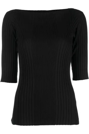 Calvin Klein Top tejido de canalé con cuello barco