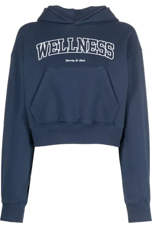 Sporty & Rich Hoodie corta con logo estampado