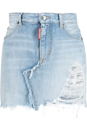 Dsquared2 Falda corta de mezclilla con efecto envejecido