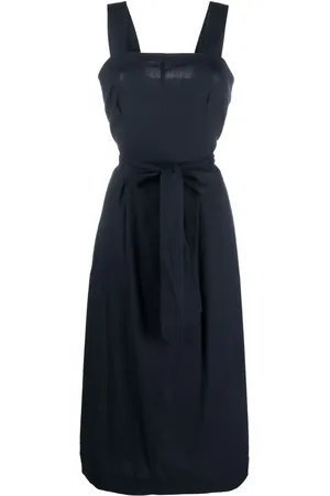 Vince Vestido midi con cuello cuadrado y cinturón