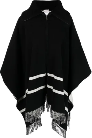 Moncler Capa con motivo de rayas y ribete de flecos