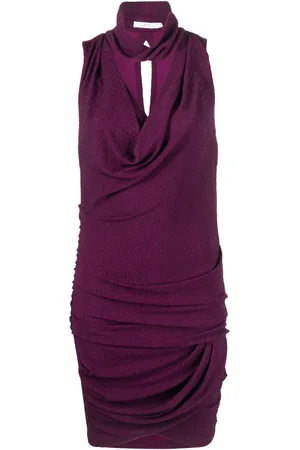 IRO Vestido corto con diseño fruncido y cuello desbocado