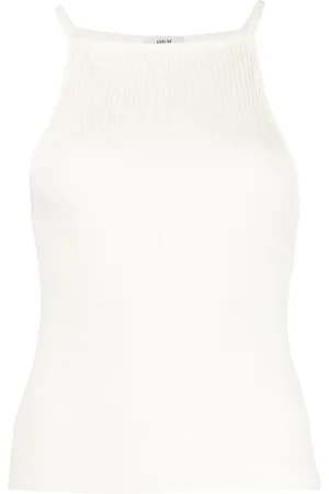 AGOLDE Top tejido de canalé con cuello cuadrado