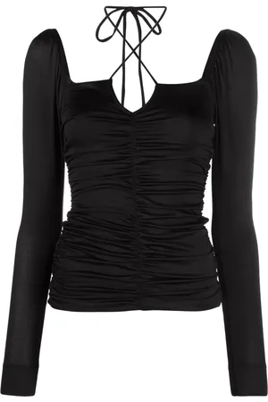 Ganni Blusa fruncida de crepé