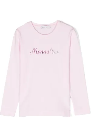 MONNALISA Playera con detalles de cristal y logo estampado