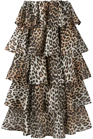 Ganni Falda con estampado de leopardo