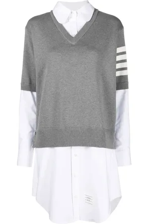 Thom Browne Vestido de popelina con detalle de rayas