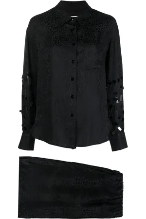 Art Dealer Set de pijama de seda con motivo en jacquard