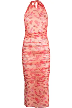Marco Rambaldi Vestido midi con cuello halter y estampado gráfico