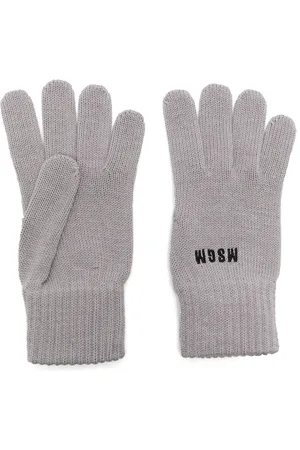 Msgm Guantes tejidos con logo bordado