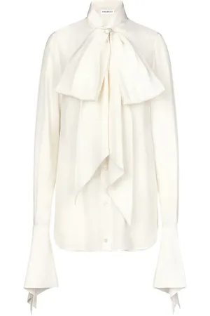 Nina Ricci Camisa de seda con moño en el cuello