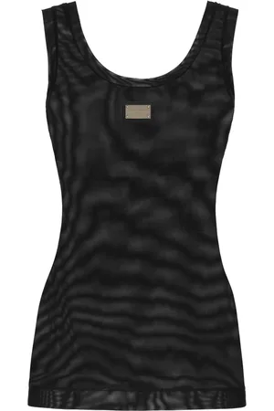 Dolce & Gabbana Top con cuello en U y placa del logo
