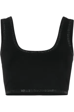 Alexander Wang Top corto con ribete de strass