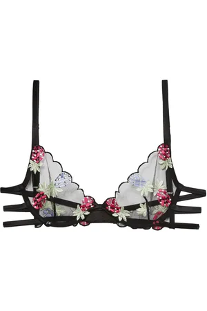 FLEUR DU MAL Brasier de mezclilla con piñas bordadas