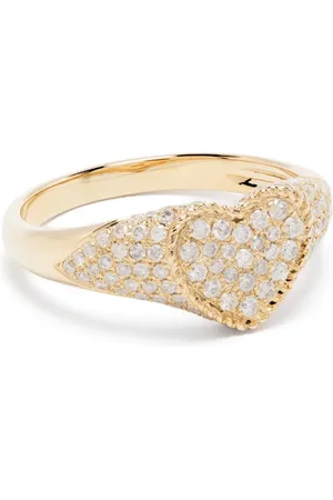 YVONNE LÉON Anillo de sello Baby Chevalier Coeur en oro amarillo de 9kt con diamante